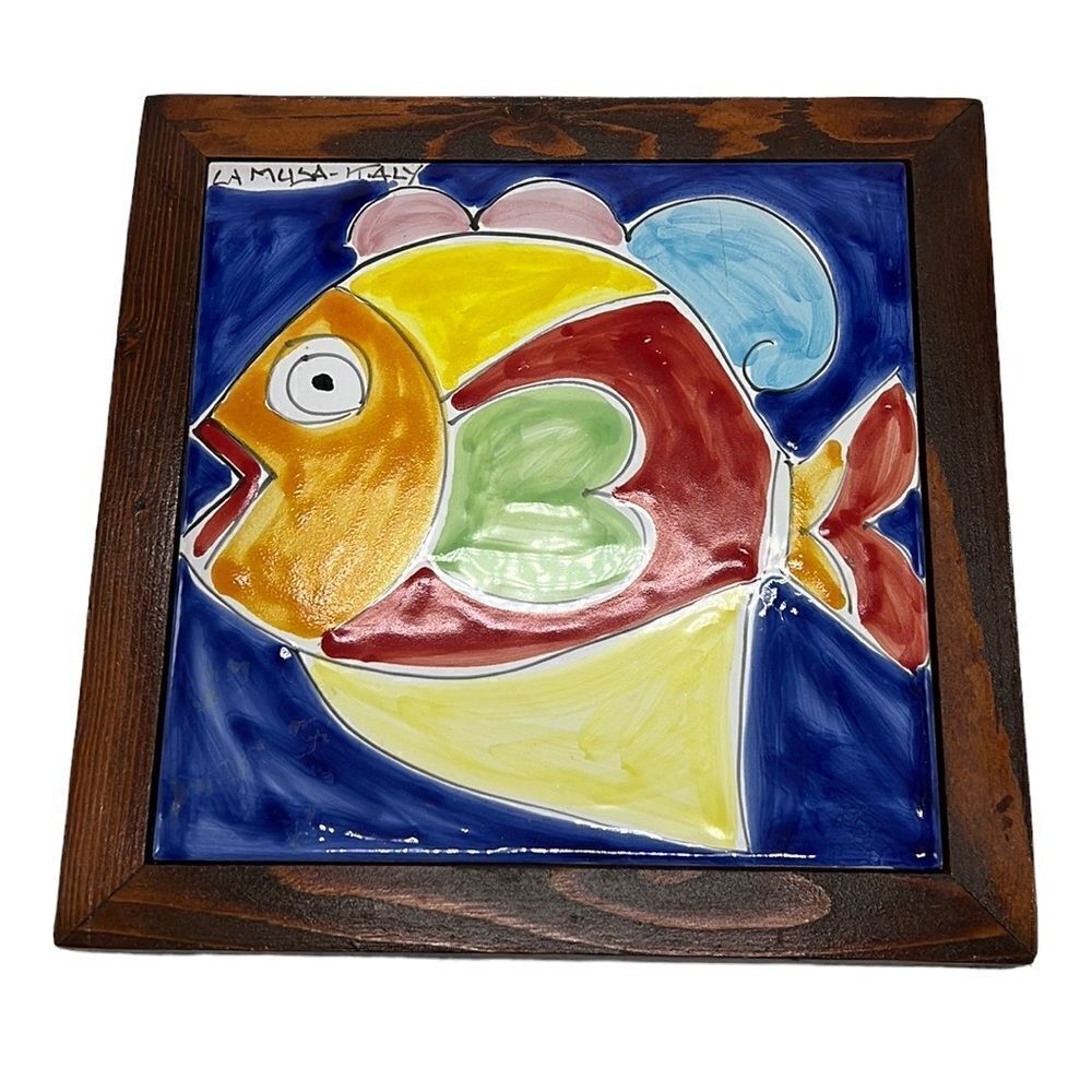 Italian Pottery Fish Tile La Musa Hand-Painted Italy